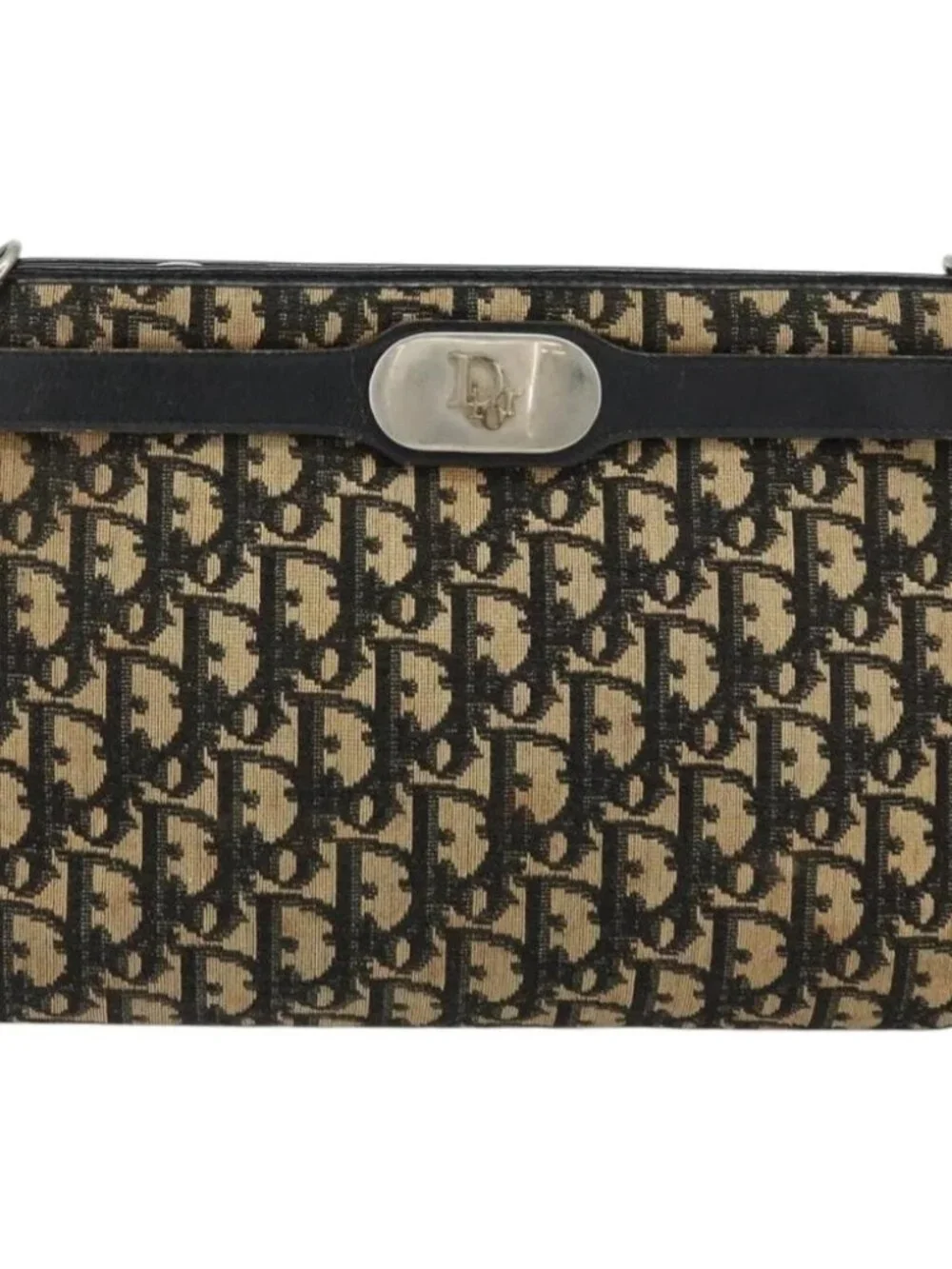 Christian Dior Trotter Canvas Shoulder Bag Navy Auth - Picture 2 of 16